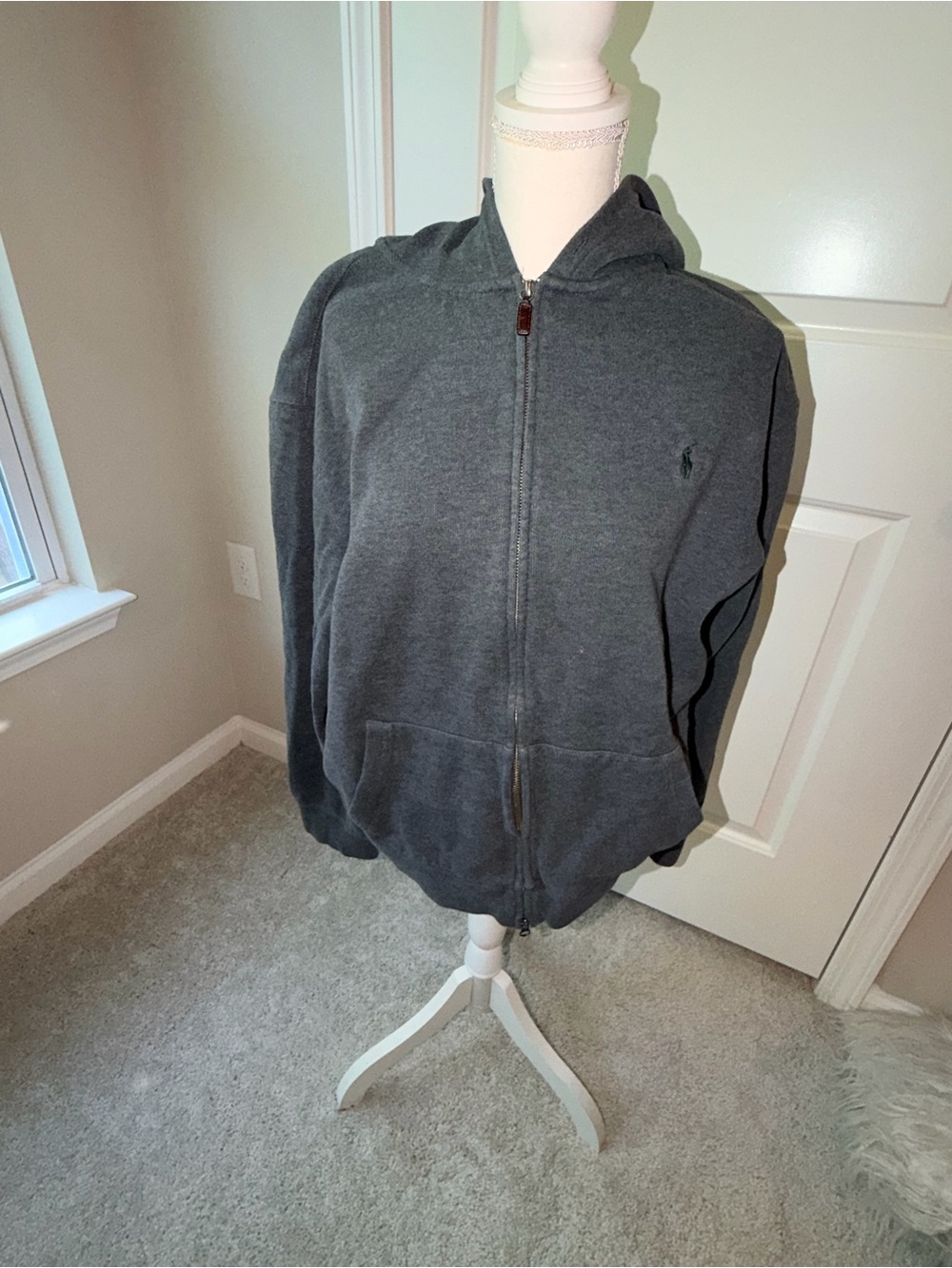 Ralph Lauren Charcoal Gray Full-Zip Hoodie Sweater